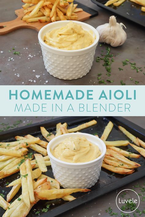 Blender Sauces, Luvele Recipes, Garlic Mayonnaise, Homemade Aioli, Yogurt Makers, Food Dehydrators, Aioli Recipe, Raw Garlic, Homemade Mayonnaise