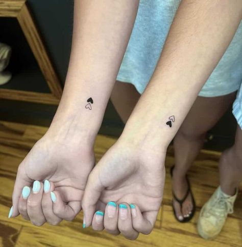 Sister Heart Tattoos, Sister Symbol Tattoos, Matching Heart Tattoos, A Heart Tattoo, Matching Bff Tattoos, Love Heart Tattoo, Partner Tattoos, Friendship Tattoo, Best Friend Tattoo