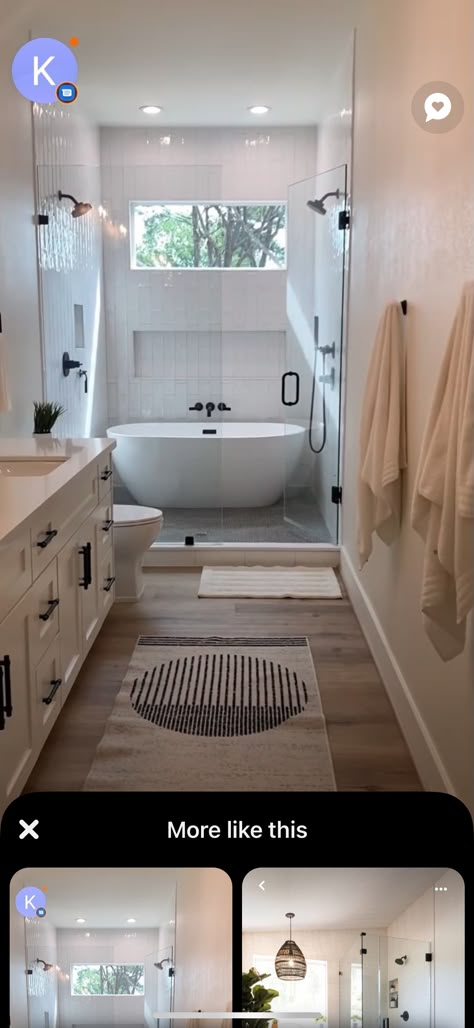 Rectangle Master Bath, Long Window In Bathroom, Bathroom Long And Narrow, Bathroom Remodel Long Narrow, Bathroom Design Narrow, Long Bathroom Design Ideas, Master Bath Long And Narrow, Bathroom Remodel Long And Narrow, Long Bathroom Ideas Narrow