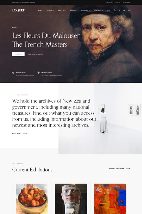 The "Loquet - Museum & History WordPress Theme" is a specialized WordPress theme designed for museums, historical sites, cultural institutions, and organizations looking to create a visually appealing and informative online presence. This theme offers a range of features and customization options to help museums and history-related entities showcase their collections, exhibitions, and educational content effectively. Museum Website Design, Museum History, Ui Website, Lay Out, Ui Design Website, Web Design Projects, Educational Content, Wordpress Theme Design, Museum Exhibition