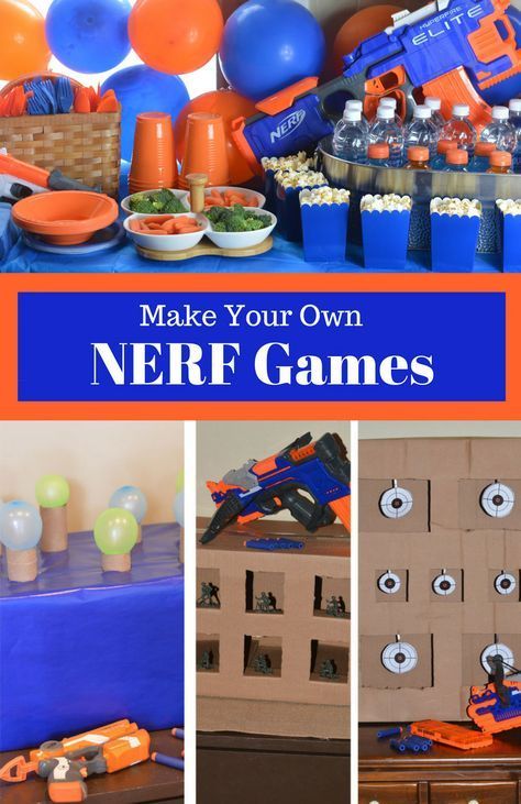 You'll be on target for hosting the ultimate Nerf birthday party with these fun ideas for making your own Nerf games. #nerf #nerfgames #birthdayparty #birthday #party #games #cardboard #birthdayideas Boys Birthday Party Games, Nerf Party Ideas, Backyard Party Games, Nerf Games, Nerf Birthday Party, Nerf Party, Boy Birthday Party Themes, Boys Birthday Party, 6th Birthday Party