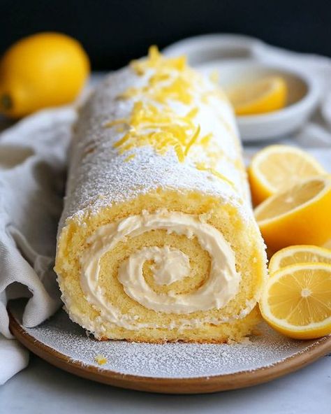 Taste of Grandma's Love Orange Roll Cake, Cream Roll Cake, Lemon Cream Filling, Chocolate Ganache Cheesecake, Rolled Cake, Lemon Velvet Cake, Cream Roll, Velvet Cake Recipes, Cake Wraps