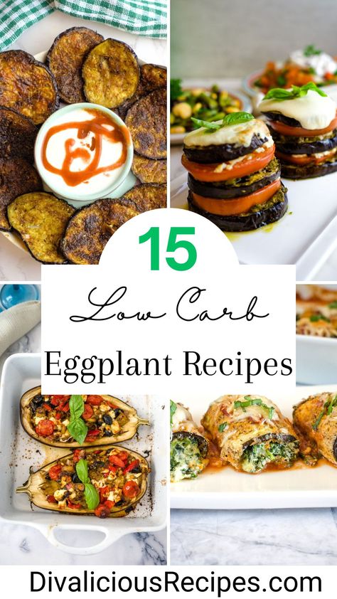 a collection of low carb eggplant recipes Healthy Stuffed Eggplant, Low Carb Egg Plant Recipes, Low Carb Eggplant Recipes, Low Carb Eggplant, Eggplant Recipes Healthy, Eggplant Appetizer, Low Card, Keto Gluten Free, Keto Low Carb Recipes