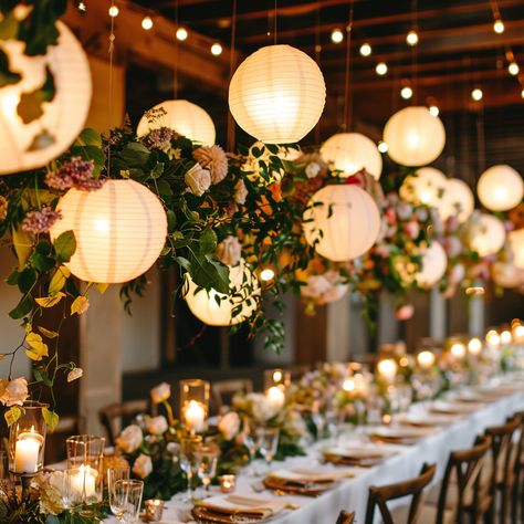 Elevate Your Spring Wedding with These Three Enchanting Ways to Combine Simple Paper Lanterns and Florals! – Sarah Romanowski Wedding Design Floral Paper Lanterns, Paper Lanterns Wedding Reception, Whimsical Wedding Venue Ideas, Paper Lanterns Wedding Decor, Whimsical Wedding Florals, Hanging Florals Wedding, Paper Lanterns Decor, Wedding Lantern Decor, Hanging Floral Wedding