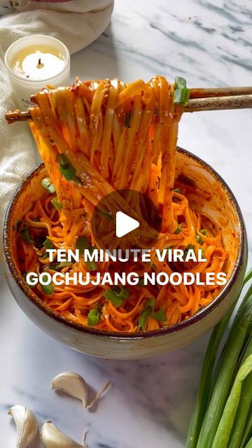 Ayushi Gupta-Mehra on Instagram: "GOCHUJANG NOODLES! 

With over 40m+ combined views (AND COUNTING!), this has been my most popular recipe of all times! Fiery yet creamy, there’s really nothing quite like it … Seeing the remakes and reading firsthand how much you’ve loved the dish too, has honestly been as gratifying as the soul-stirring comfort of these noodles themselves!

Recipe below serves 2; I scaled up the ingredients (while making the video) to feed a larger crowd

Cook noodles of choice in a pot of boiling water. Drain and set aside, reserving some of the noodle water.

To a heat-proof bowl, add:
- 2-3 finely chopped garlic cloves 
- 1 - 4 tsp gochugaru (Korean crushed red pepper flakes; can sub with regular chilli flakes but the flavour will not be the same)
- 1/2 - 1 tbsp sesame Veg Noodles Recipes, Korean Recipes Easy, Ayushi Gupta, Veg Noodles Recipe, Gochujang Noodles, Noodles Korean, Bean Pasta Recipes, Gochujang Paste, Gochujang Recipe