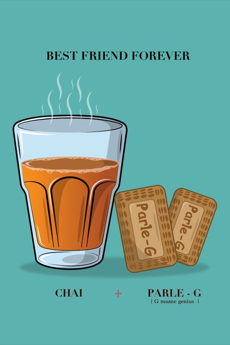 Chai & Parle-G vector illustration Chai Art Painting, Masala Chai Illustration, Chai Art Illustration, Chai Wallpaper Aesthetic, Chai Cartoon, Chai Sketch, Chai Illustration Indian, Adobe Illustrator Design Ideas, Chai Drawings