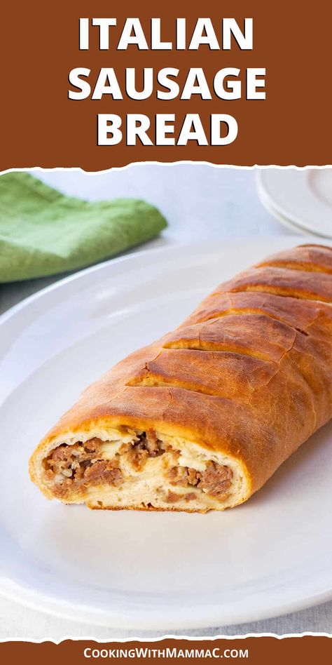 Italian Sausage Bread Sausage Bread Recipe With Pizza Dough, Sausage Bread With Pizza Dough, Italian Sausage Bread, Italian Sausage Sandwich, Pull Apart Pizza Bread, Italian Bread Recipes, Sicilian Food, Sausage Rolls Recipe, Sausage Bread