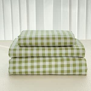 NSNLGSGC Sage Green Gingham Queen Sheet Set, Soft Brushed Microfiber Plaid Queen Bed Sheets, 4-Pieces Grid Sheet Set with Deep Pocket Minimalist Bed Sheets, Gingham Sheets, Full Bed Sheets, Plaid Sheets, Kids Sheet Sets, Twin Bed Sheets, Queen Bed Sheets, King Bed Sheets, Kids Sheets