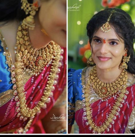 Lakshmi Bottu Mala Jewellery Designs, Bottu Mala Jewellery Designs Gold, Bottu Mala Designs Gold Short, Mango Bottu Mala, Gold Necklace Set Heavy, Heavy Gold Sets Jewelry Indian Design, Bottu Haram Designs, Indian Bridal Jewelry Sets Gold Temple Jewellery, Gold Necklace Indian Bridal Jewelry Wedding