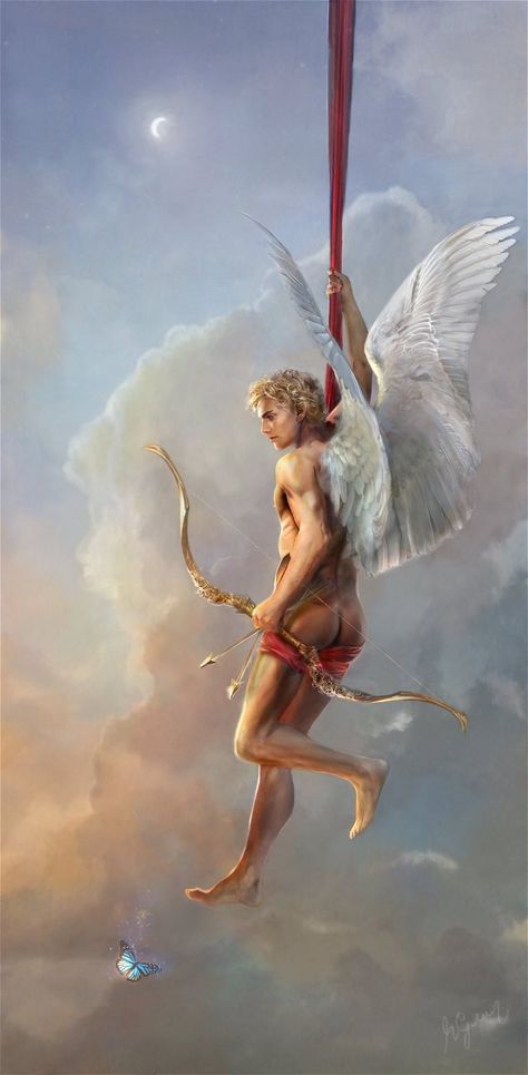 Eros by Caelicorn on deviantART Eros Psyche, Greek Deities, Male Angels, Eros And Psyche, Male Angel, Cupid And Psyche, Greek Gods And Goddesses, Greek And Roman Mythology, Greek Mythology Art