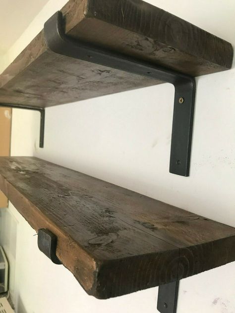 Rustic Shelf Brackets, Shelf Brackets Metal, Oak Beam Fireplace, Shelves Industrial, Steel Shelf Brackets, Industrial Shelf, Metal Shelf Brackets, Rustic Shelf, Scaffold Boards