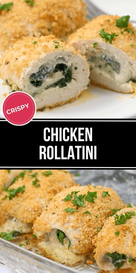 Chicken Rollatini is absolutely delicious! It takes just 15 minutes of easy prep and 7 ingredients to make this family favorite for a quick and pleasing dinner. Italian Chicken Roll Ups, Chicken Rollups With Spinach, Chicken Rollatini Recipes, Chicken Roll Up, Chicken Roll Up Recipes, Chicken Rolls Recipes, Rolled Chicken Breast Recipes, Chicken Roll Ups Stuffed, Chicken Roll Recipes