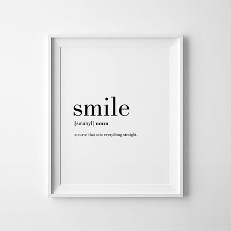 Minimalist Prints Smile Definition Posters Smile by printabold Uncle Definition, Uncle Announcement, Smile Decor, Uncle Presents, Smile Wall, Definition Poster, Selfie Captions, Cheer Up Gifts, Like A Mom