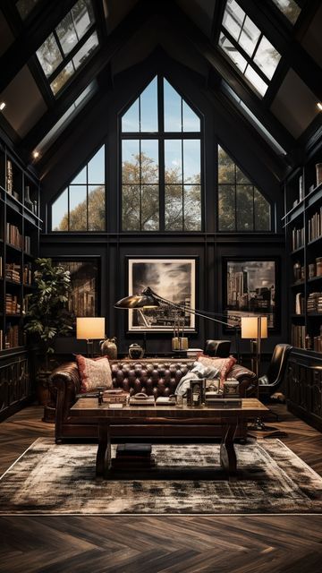 IDLN | Home & Commercial Interior Design on Instagram: "Modern day Peaky Blinders?👀 I guess you could put it that way! We design and beautify spaces so let us help you!💯 More information on our website! #interiordesign #peakyblinders #mancave" Peaky Blinders House, Modern Victorian Interior Design, Modern Victorian Interiors, Academia Interior, Rustic Home Decorating, Interior Design Living Room Warm, Dark Academia Interior, Balinese Villa, Library Designs