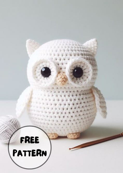 Free Crochet White Owl Amigurumi Pattern Jess Huff Free Crochet Patterns, Quick Crochet Patterns For Beginners, Owl Crochet Pattern Free, Owl Crochet Pattern, Owl Crochet, Owl Crochet Patterns, Crochet Toys Free, Easy Crochet Animals, Crochet White