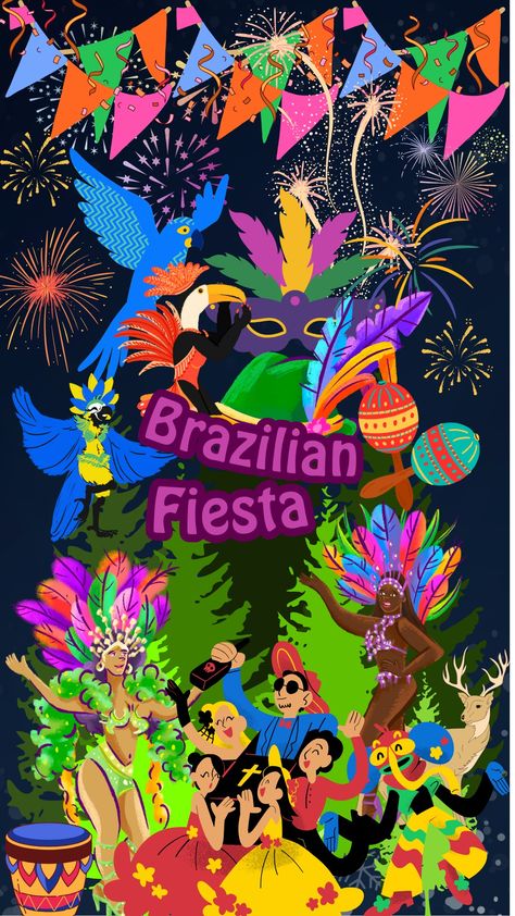 Popular Brazilian fiesta dark theme wallpaper 🫠 Brazil Themed Party, Brazilian Party, Carnival Design, Brazilian Carnival, Carnival Invitations, Classy Wallpaper, Brazil Carnival, Theme Wallpaper, Carnival Theme