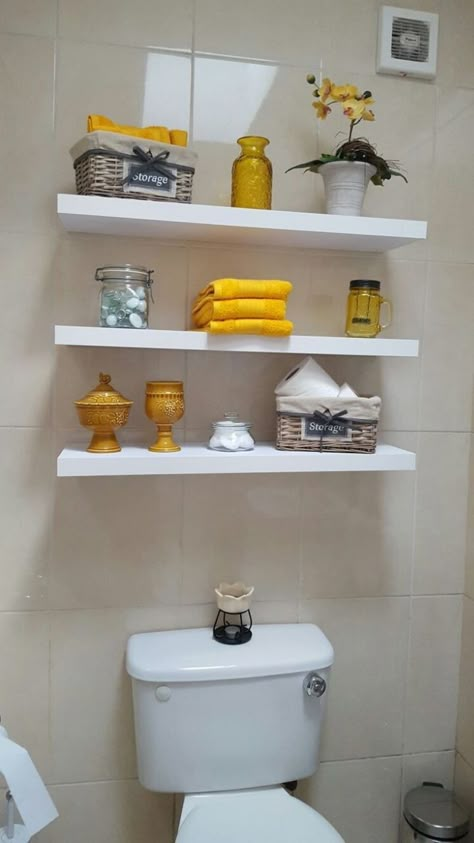 Small Toilet Shelves, Toilet Shelves Ideas Small Spaces, Toilet And Bathroom Design Small Spaces, Toilet Shelves Ideas, Toilet Shelf Decor, Small Bathroom Shelving Ideas, Decorate Bathroom Shelves, Shelves Small Bathroom, Bathroom Over Toilet Storage