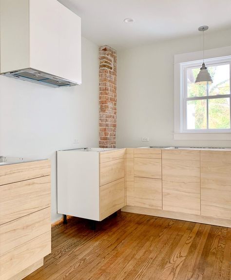 Young House Love | Things Are Getting Homier At The Duplex! | https://www.younghouselove.com Askersund Ikea Kitchen, Askersund Ikea, Ash Kitchen Cabinets, Ikea Kitchen Lighting, Kitchen Renovate, Ikea Light, 2nd Kitchen, Adu Kitchen, Kitchens Storage