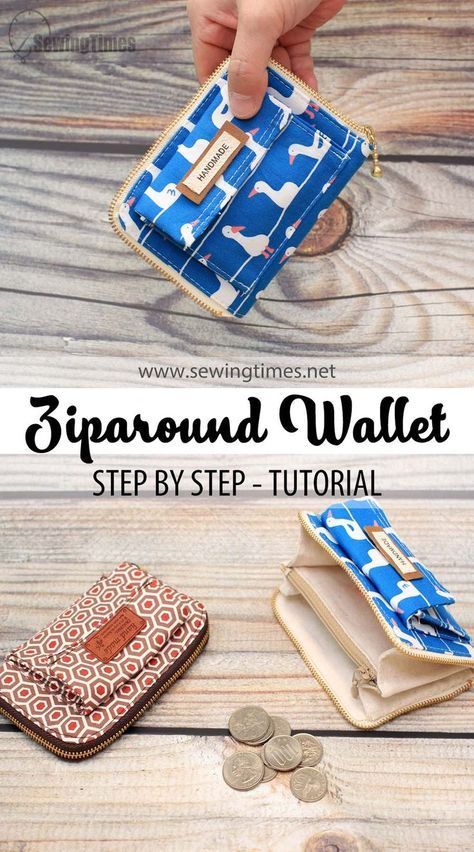 Coin Purse With Card Holder Diy, Coin Wallet Pattern, Zip Around Wallet Pattern Free, Mini Zipper Pouch Tutorial, Sew Card Holder, Diy Coin Holder, Free Coin Purse Patterns To Sew, Diy Card Holder Wallet, Diy Wallet Pattern Free