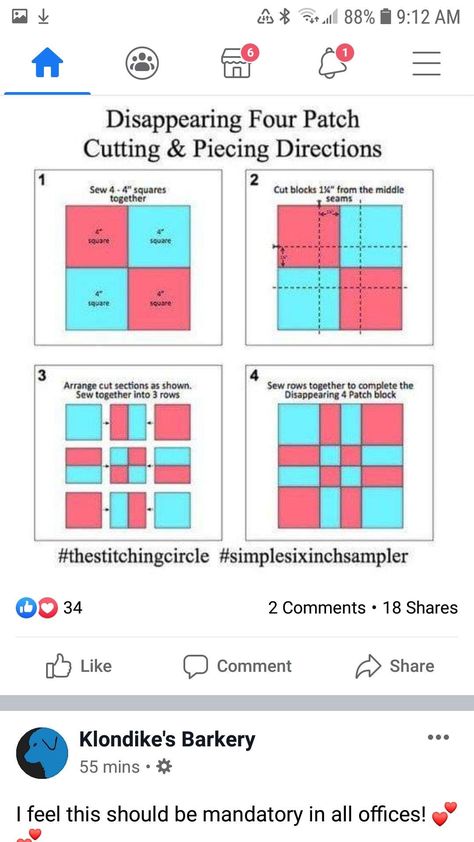 Easy 12 Inch Quilt Blocks, Quilt Rectangle Blocks, 4 Block Quilt Pattern, Four Square Quilt Pattern, Basic Quilt Blocks, 4 Square Quilt Pattern, Disappearing 9 Patch Quilt Pattern Free, 4 Patch Quilt Pattern Ideas, Easy Quilt Blocks For Beginners