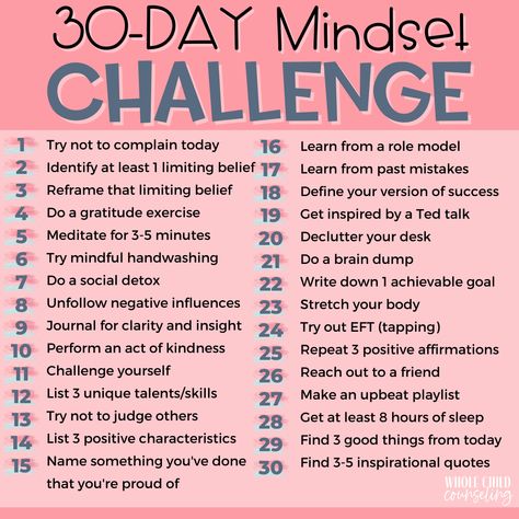 2024 Change Yourself, 30 Day Positive Thinking Challenge, Positive Mindset Challenge, Mindset Challenge 30 Day, Challenges For Myself, 30days Challenge Life, 30 Days Diy Challenge, 30 Day Challenge Learn Something New, Change In 30 Days