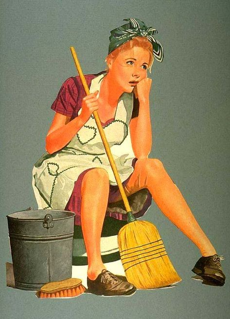 Chore Schedule, Vintage Housewife, Cleaning Lady, Cleaners Homemade, Norman Rockwell, Spring Cleaning, Vintage Images, Happy Friday, Cleaning Household