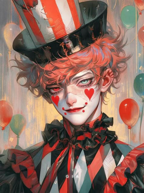 Circus Aesthetic, Really Cool Drawings, A Clown, Scary Art, Art Tutorials Drawing, Boy Art, Fantasy Character Design, Character Design Inspiration, Anime Boys