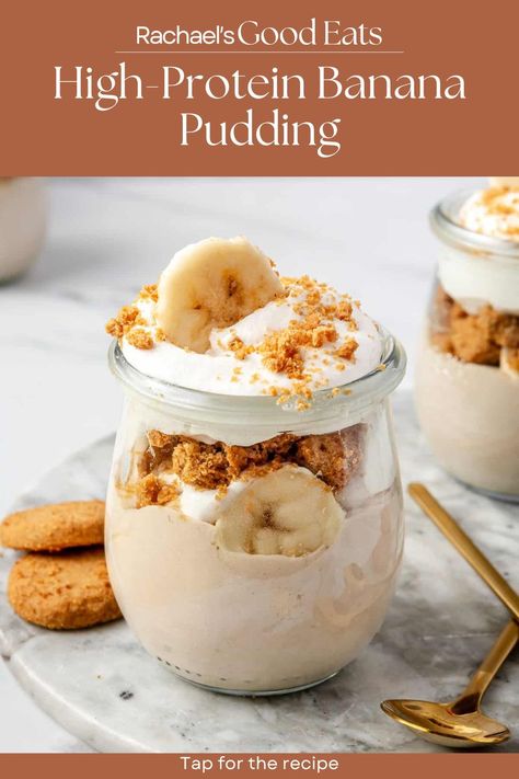 This High-Protein Banana Pudding is equal parts sweet and creamy, light and comforting. It’s the most perfect summer dessert and a new household favorite. It's dairy-free and gluten-free and just the best healthy dessert or snack. Tap for the recipe! Protein Banana Pudding, Healthy Banana Pudding, Cookie Skillet, Dairy Free Protein, Banana Snacks, High Protein Desserts, Protein Pudding, Banana Protein, Low Carb Protein