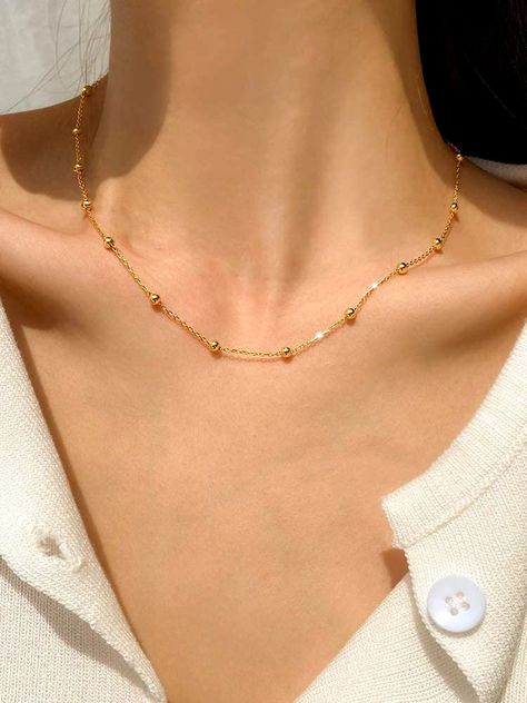 Neck Chain Design, Gold Simple Chain, Gold Neck Chain, Simple Necklace Designs, Hand Jewelry Rings, Unique Gold Jewelry Designs, Blink Blink, Gold Minimalist Jewelry, Neck Pieces Jewelry