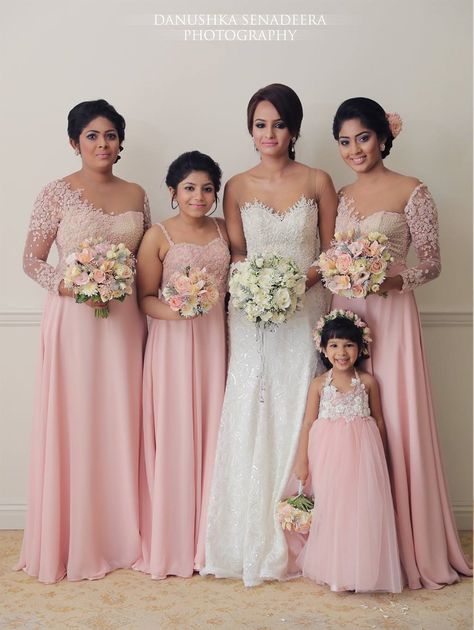 Dressed By : Dhananjaya Bandara Bridal outfits : Charith Wijesekera Braid Mades Dresses, Brids Mades Dresses, Bridal Maid Dress, Rainbow Wedding Dress, Long Party Gowns, Indian Bridesmaid Dresses, Bridesmaid Saree, Bridal Party Outfit, Bridesmaid Attire