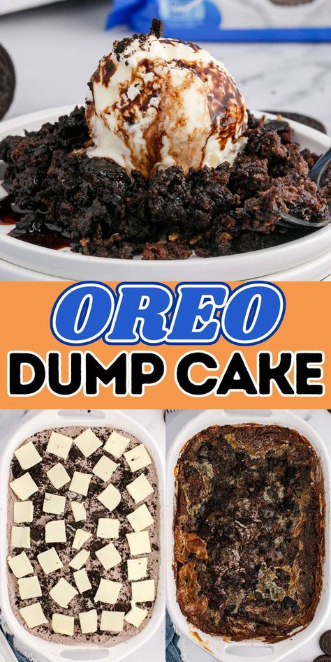 Oreo Dessert Recipes Easy 3 Ingredients, Oreo Fudge Cake, Cool Whip Cake, Oreo Dump Cake, Poke Recipes, Cake Poke, Oreo Ideas, Chocolate Dump, Chocolate Dump Cake