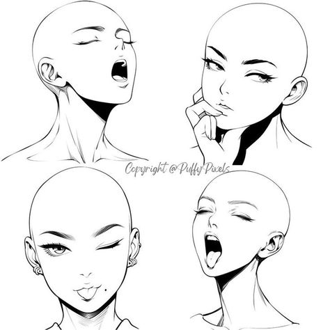 Webtoon Face Tutorial, Anime Face Template, Female Face Drawing Sketches, Webtoon Drawing Tutorial, Female Faces Drawing, Face Drawing Template, Anime Face Tutorial, Female Head Drawing, Manga Facial Expressions