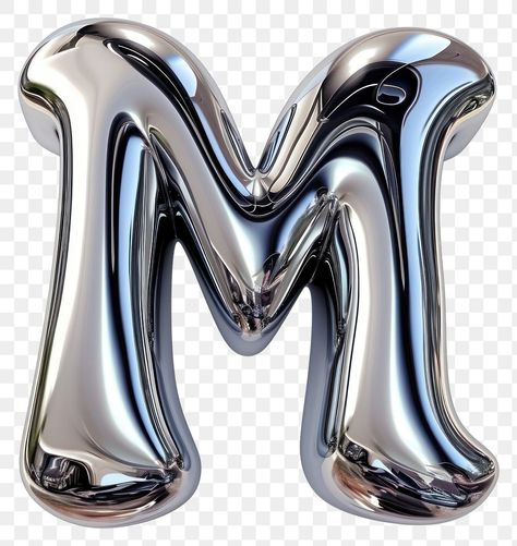 Png Alphabet Letters, Chrome Bubble Letters, Letter M Graphic Design, Bold Letters Fonts, Chrome Alphabet Letters, M Magazine Letter, M Font Letter, M Bubble Letter, Y2k Letters