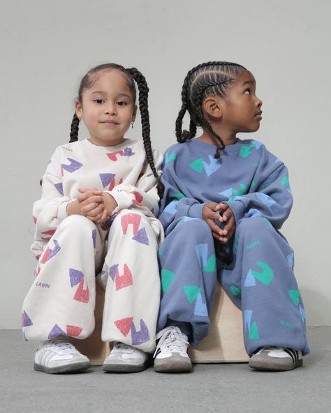 Matching sets for matching friends 😍😍 Sweetest duo Heir and Zaiyah by @herecitosmom Matching Friends, Stripy Tops, Kidswear Trends, Milk Teeth, Pinterest Predicts, Korean Kids, Seeing Double, Pose References, Korean Brands