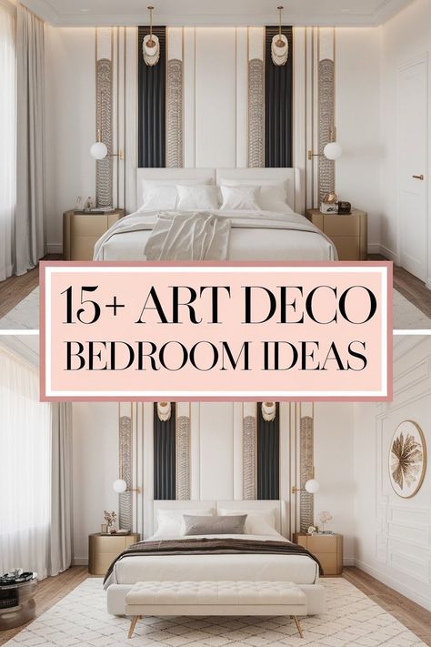 15 Dreamy Art Deco Bedroom Ideas to Transform Your Space

Step into a world of glam with these dreamy Art Deco bedroom ideas. Think bold colors elegant furniture stunning patterns chic lighting and luxurious textiles. Your space can become a stylish retreat that feels like a vintage movie set. Let's bring a touch of the roaring twenties to your home! https://fabricerie.com/art-deco-bedroom-ideas Art Deco White Interior, Gatsby Bedroom Decor, Art Deco Master Bedrooms Decor, Art Deco Modern Bedroom, Art Deco Inspired Bedroom, Vintage Glamour Aesthetic Bedroom, Old Hollywood Bedroom Ideas, Vintage Glam Bedroom Ideas, Hollywood Bedroom Ideas