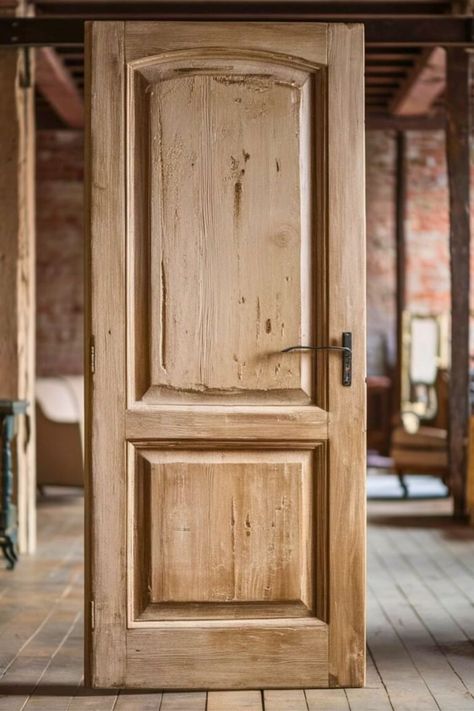 15 DIY Door Makeover [Within Budget] Stained Wooden Interior Doors, Door Renovation Interior, Whitewash Doors Interior, Plain Wood Door Makeover, Old Wood Doors Interior, Old Door Makeover Ideas, How To Make A Door Look Antique, Diy Antique Door, Luan Door Makeover