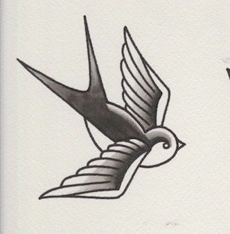 Sparrow Lark Tattoo, Traditional Swallow Tattoo, Swallow Tattoos, Sparrow Tattoo Design, Swallow Tattoo Design, Designs With Meaning, Tato Tradisional, Small Chest Tattoos, Sparrow Tattoo