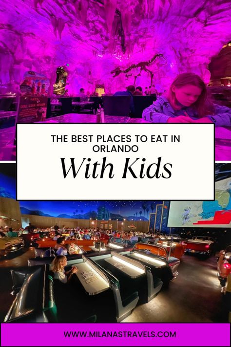 Baby On Airplane, Orlando Florida Restaurants, Orlando With Kids, Disney Springs Orlando, Disney With Kids, Restaurants For Birthdays, Dine In Theater, Restaurants In Orlando, Kids Restaurants