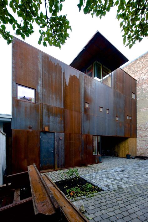 Norway House, Steel Architecture, Weathering Steel, Metal Siding, Steel Panels, Steel House, Corten Steel, Industrial House, Facade Architecture