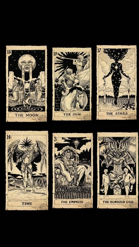 Senkai Yami, Old Tarot Cards, Custom Tarot Cards, Halloween Tarot Cards, Tarot Cards Tattoo, Tarot Cards Aesthetic, Tarot Cards Art Illustration, Vintage Tarot Cards, Tarot Card Tattoo