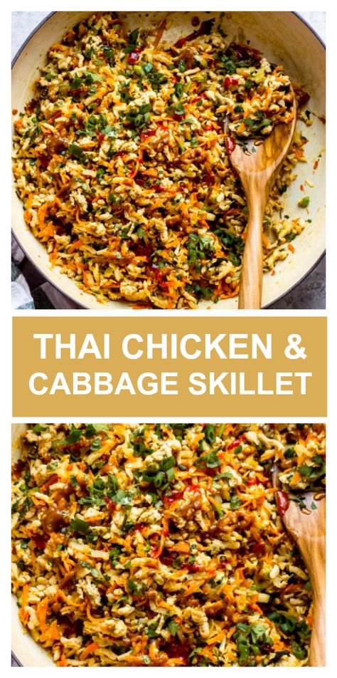 Easy Chicken and Cabbage Recipe - Little Broken Skillet Cabbage, Elegant Entrees, Chicken Coleslaw, Cabbage Chicken, Cabbage Skillet, Chicken Cabbage, Minute Chicken, Chicken And Cabbage, Chicken Skillet