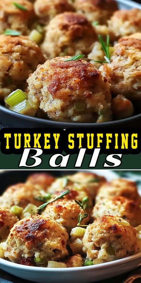 Make your holidays extra special with these Turkey Stuffing Balls 🦃🍽️! They’re easy to make, packed with flavor, and perfect for Thanksgiving or Christmas dinners. Great for meal prep too! 🎄🍴 #TurkeyRecipes #StuffingIdeas #HolidayCooking Thanksgiving Balls Recipe, Turkey And Dressing Balls, Stuffing Balls With Turkey, Turkey And Stuffing Balls, Meatballs With Stovetop Stuffing, Ground Turkey Balls, Turkey Stuffing Balls Recipe, Leftover Turkey Stuffing Balls, Stuffing Balls Recipe Stove Top