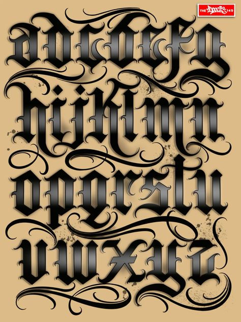 Gothic Style Letters, Tattoo Letter Fonts Alphabet, Gothic Fonts Alphabet, Cool Alphabet Fonts, Cholo Lettering Alphabet, Chicano Lettering Alphabet, Gothic Alphabet Letters, Cool Letters To Draw, Gothic Font Alphabet