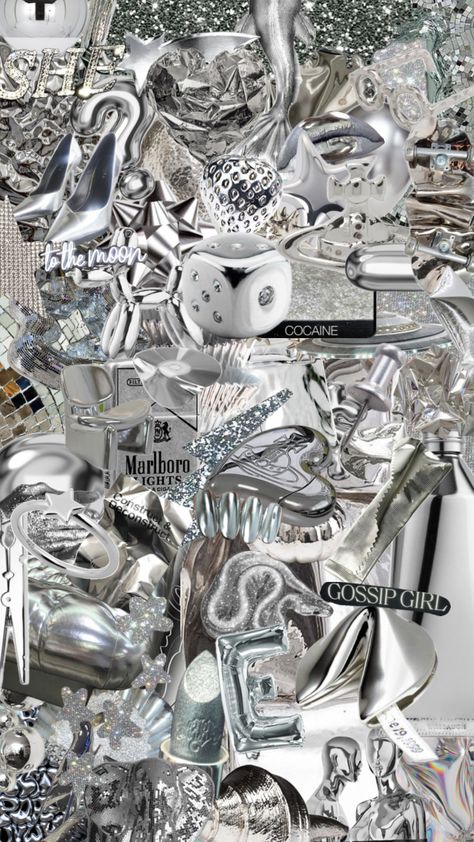 #silver #gossipgirl #chrome #wallpaper #iphone #moon #disco #westwood Chrome Wallpaper Iphone, Silver Chrome Wallpaper, Chrome Wallpaper Aesthetic, Wallpaper Iphone Moon, Chrome Wallpaper, Star Clothing, Frame Background, Silver Chrome, Wallpaper Aesthetic