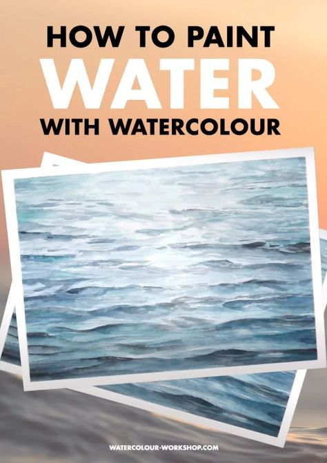 How To Paint Water With Watercolour - Watercolour Workshop Watercolor Simple Paintings, Watercolour Step By Step, How To Paint Water, Watercolour Beach, Watercolour Tutorial, Watercolor Wave, Learn Watercolor Painting, Watercolor Art Landscape, Watercolor Workshop