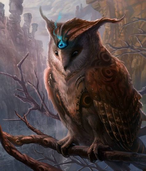 Fantasy Beasts, Fantasy Animals, Owl Painting, Fantasy Monster, Mythological Creatures, Mystical Creatures, Arte Fantasy, Owl Art, High Fantasy