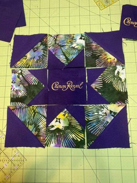 Crown Royal Quilts Ideas, Camp Quilt, Crown Royal Crafts, Crown Royal Quilts, Crown Royal Quilt, Crown Royal Bags, Quilt Crafts, Fall Quilt Patterns, Royal Decorations