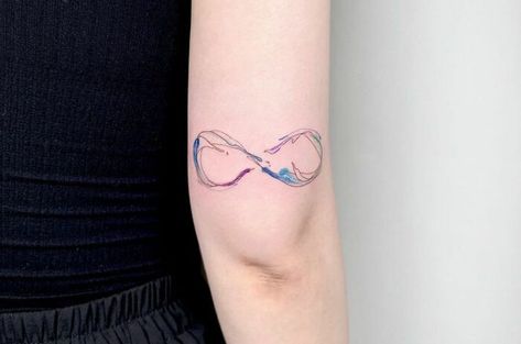 Infinity Wave Tattoo Infinity Tattoo With Waves, Infinity Knot Tattoo, Infinity Name Tattoo, Infinity Tattoo Family, Infinity Arrow Tattoo, Heart With Infinity Tattoo, Infinity Tattoo With Feather, Band Tattoos For Men, Tattoo 3d