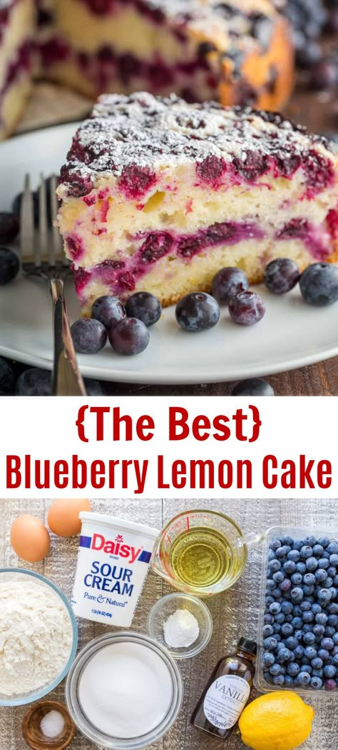 This Blueberry Lemon Cake is loaded with 1 pound of blueberries and every bite has sweet pops of juicy blueberry and fresh lemon flavor. It’s not too sweet and not too tangy, but just right. This is my favorite tea or coffee blueberry cake and it’s easy, easy, easy! Lemon Creme Cake, Fancy Bakery, Blueberry Cake Recipe, Blueberry Lemon Cake Recipe, Lemon Blueberry Bundt Cake, Natashas Kitchen, Blueberry Bundt Cake, Lemon Blueberry Cake, Strawberry Cake Easy