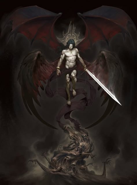 Lord Lucifer, Lilith Lucifer, Lucifer Wings, Fantasy Demon, Ange Demon, Gothic Fantasy Art, Demon Art, Creatures Of The Night, Creature Concept Art